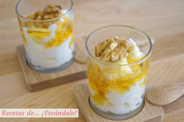 Receta de queso fresco con miel y nueces (mel i mato)