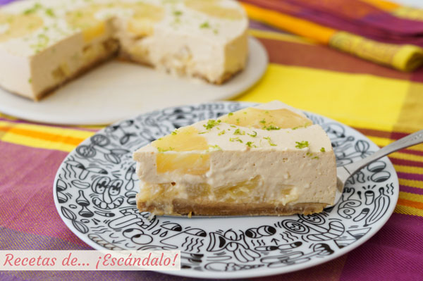 Receta facil de tarta de pina y yogur fria sin horno