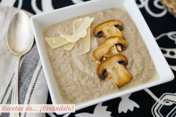 Receta de crema de champinones con (o sin nata). Receta facil y saludable