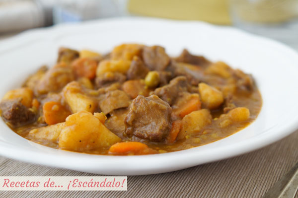 Receta de estofado de ternera con patatas y verduras