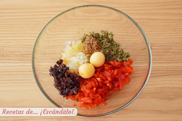 Ingredientes alino ensalada garbanzos